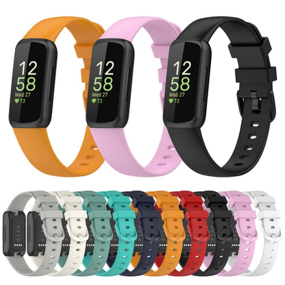 For Fitbit Inspire 3 Solid Color Silicone Watch Band, Size:L(Black) - Watch Bands by buy2fix | Online Shopping UK | buy2fix