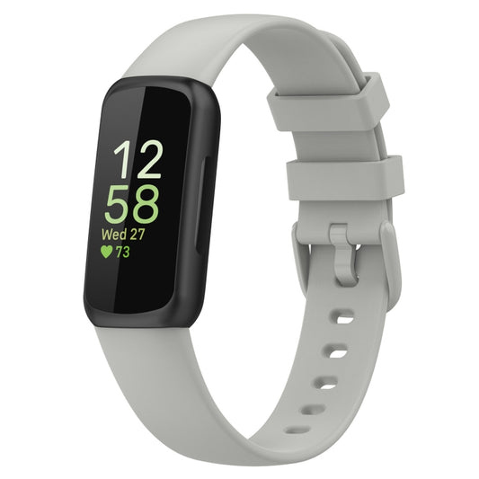 For Fitbit Inspire 3 Solid Color Silicone Watch Band, Size:S(Rock Gray) - Watch Bands by buy2fix | Online Shopping UK | buy2fix