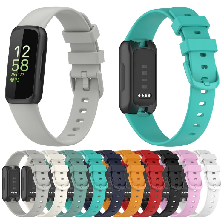 For Fitbit Inspire 3 Solid Color Silicone Watch Band, Size:S(White) by buy2fix