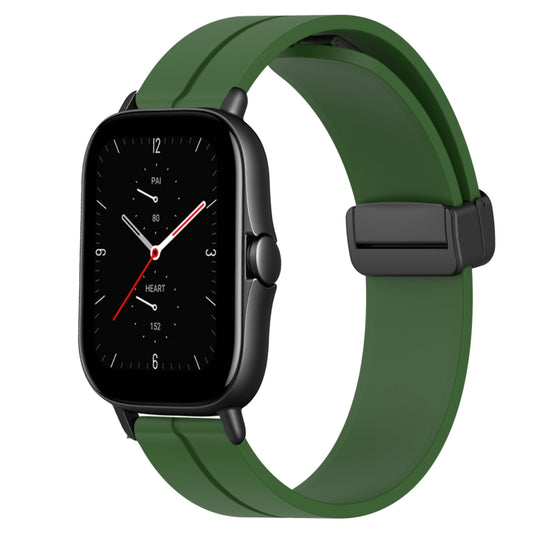 For Amazfit GTS 2E 20mm Solid Color Magnetic Clasp Silicone Watch Band(Army Green) - Watch Bands by buy2fix | Online Shopping UK | buy2fix