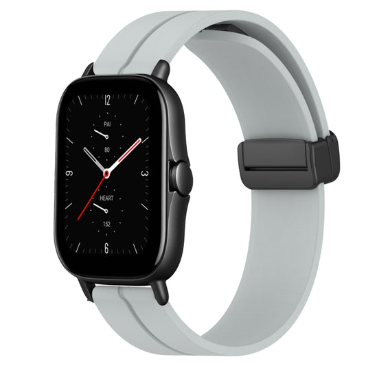 For Amazfit GTS 2E 20mm Solid Color Magnetic Clasp Silicone Watch Band(Grey) - Watch Bands by buy2fix | Online Shopping UK | buy2fix