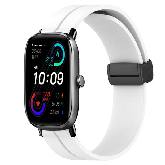 For Amazfit GTS 2 Mini 20mm Solid Color Magnetic Clasp Silicone Watch Band(White) - Watch Bands by buy2fix | Online Shopping UK | buy2fix