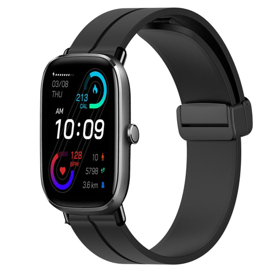For Amazfit GTS 2 Mini 20mm Solid Color Magnetic Clasp Silicone Watch Band(Black) - Watch Bands by buy2fix | Online Shopping UK | buy2fix