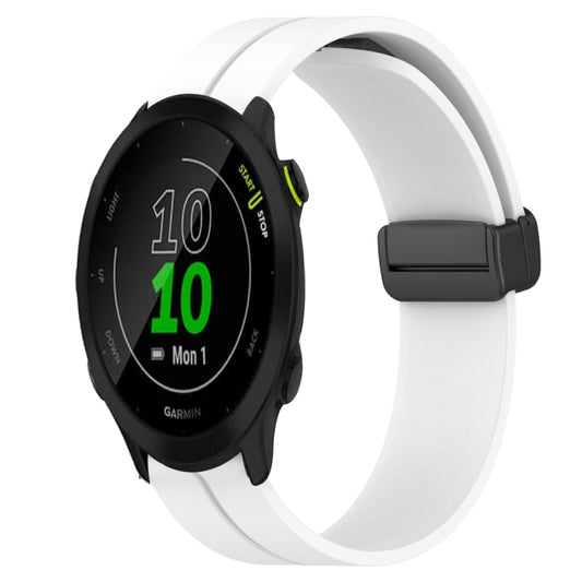 For Garmin Forerunner 55 20mm Solid Color Magnetic Clasp Silicone Watch Band(White) - Watch Bands by buy2fix | Online Shopping UK | buy2fix