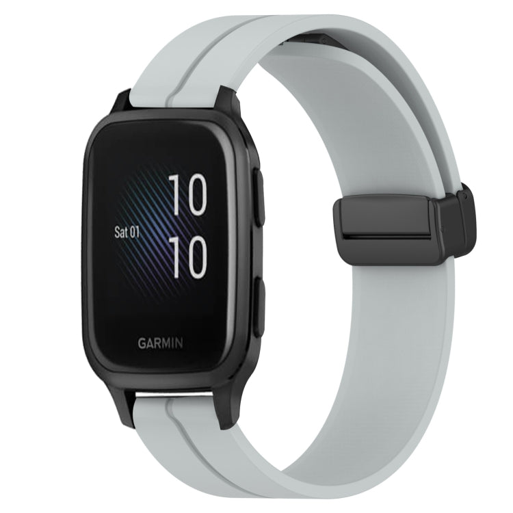 For Garmin Venu SQ 20mm Solid Color Magnetic Clasp Silicone Watch Band(Grey) - Watch Bands by buy2fix | Online Shopping UK | buy2fix