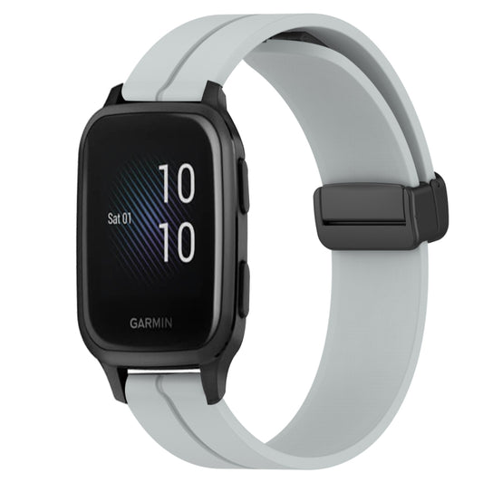 For Garmin Venu SQ 20mm Solid Color Magnetic Clasp Silicone Watch Band(Grey) - Watch Bands by buy2fix | Online Shopping UK | buy2fix