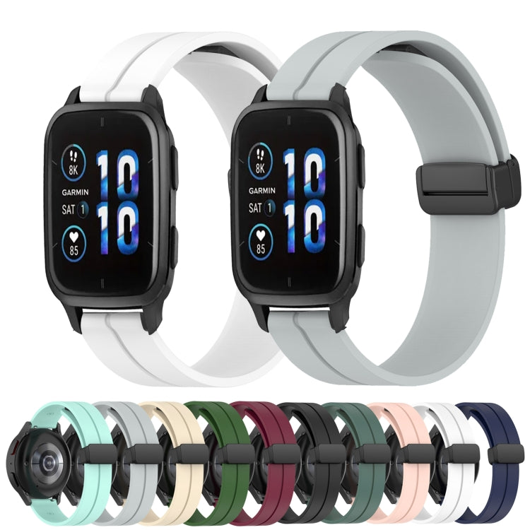 For Garmin Venu SQ 20mm Solid Color Magnetic Clasp Silicone Watch Band(Grey) - Watch Bands by buy2fix | Online Shopping UK | buy2fix