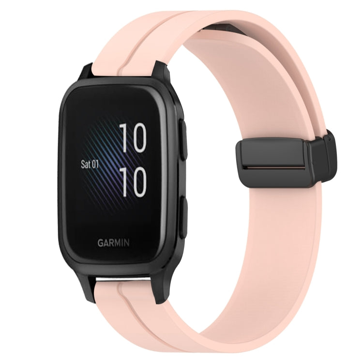 For Garmin Venu Sq 2 Music 20mm Solid Color Magnetic Clasp Silicone Watch Band(Pink) - Watch Bands by buy2fix | Online Shopping UK | buy2fix