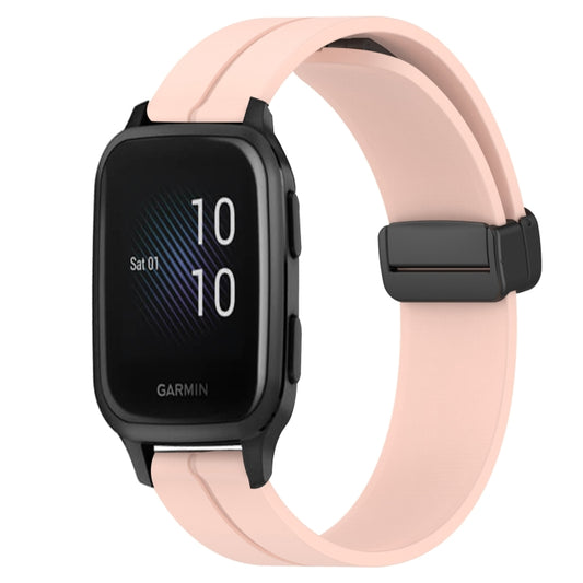For Garmin Venu Sq 2 Music 20mm Solid Color Magnetic Clasp Silicone Watch Band(Pink) - Watch Bands by buy2fix | Online Shopping UK | buy2fix