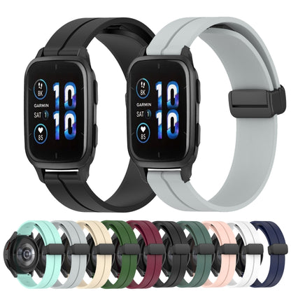 For Garmin Venu Sq 2 Music 20mm Solid Color Magnetic Clasp Silicone Watch Band(Pink) - Watch Bands by buy2fix | Online Shopping UK | buy2fix