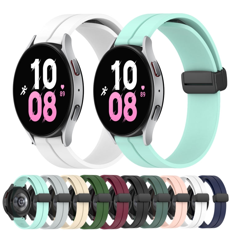 For Samsung Galaxy Watch 5 44mm 20mm Solid Color Magnetic Clasp Silicone Watch Band(Black) - Watch Bands by buy2fix | Online Shopping UK | buy2fix
