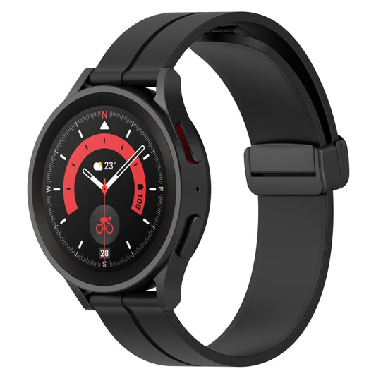 For Samsung Galaxy Watch 5 Pro 45mm 20mm Solid Color Magnetic Clasp Silicone Watch Band(Black) - Watch Bands by buy2fix | Online Shopping UK | buy2fix
