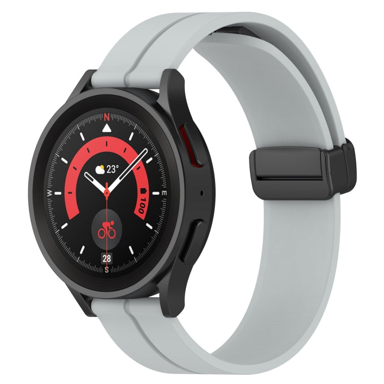 For Samsung Galaxy Watch 5 Pro 45mm 20mm Solid Color Magnetic Clasp Silicone Watch Band(Grey) - Watch Bands by buy2fix | Online Shopping UK | buy2fix