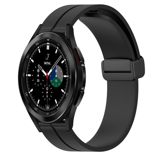 For Samsung  Galaxy Watch4 Classic 46mm 20mm Solid Color Magnetic Clasp Silicone Watch Band(Black) - Watch Bands by buy2fix | Online Shopping UK | buy2fix
