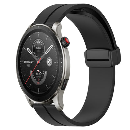 For Amazfit GTR 4 22mm Solid Color Magnetic Clasp Silicone Watch Band(Black) - Watch Bands by buy2fix | Online Shopping UK | buy2fix