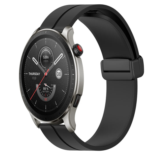 For Amazfit GTR 4 22mm Solid Color Magnetic Clasp Silicone Watch Band(Black) - Watch Bands by buy2fix | Online Shopping UK | buy2fix
