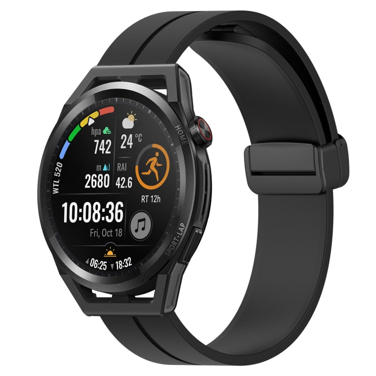 For Huawei Watch GT Runner 22mm Solid Color Magnetic Clasp Silicone Watch Band(Black) by buy2fix