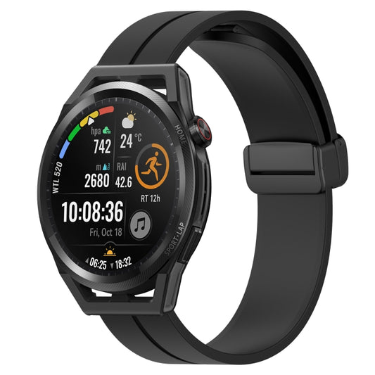 For Huawei Watch GT Runner 22mm Solid Color Magnetic Clasp Silicone Watch Band(Black) by buy2fix