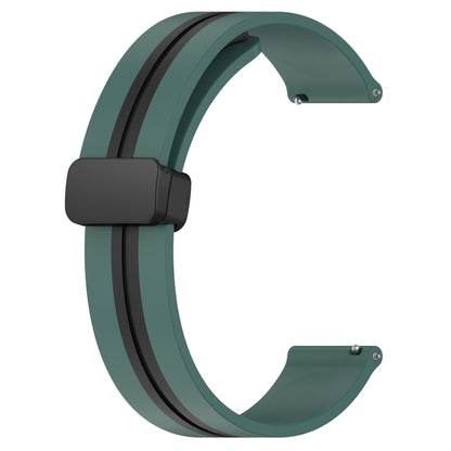 For Amazfit GTR 3 Pro 22mm Folding Magnetic Clasp Silicone Watch Band(Olive Green + Black) - Watch Bands by buy2fix | Online Shopping UK | buy2fix