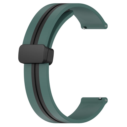For Amazfit GTR 3 Pro 22mm Folding Magnetic Clasp Silicone Watch Band(Olive Green + Black) - Watch Bands by buy2fix | Online Shopping UK | buy2fix