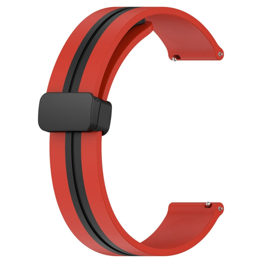 For Amazfit GTR 3 Pro 22mm Folding Magnetic Clasp Silicone Watch Band(Red+Black) - Watch Bands by buy2fix | Online Shopping UK | buy2fix