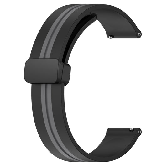For Xiaomi MI Watch S1 Pro 22mm Folding Magnetic Clasp Silicone Watch Band(Black+Grey) - Watch Bands by buy2fix | Online Shopping UK | buy2fix