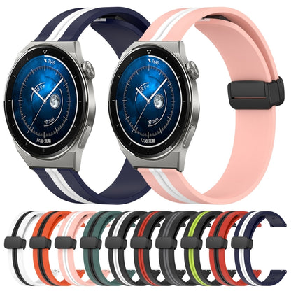 For Huawei Watch GT3 Pro 46mm 22mm Folding Magnetic Clasp Silicone Watch Band(Black+Grey) by buy2fix
