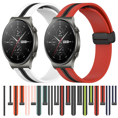 For Huawei GT2 Pro 22mm Folding Magnetic Clasp Silicone Watch Band(Black+Lime Green) by buy2fix