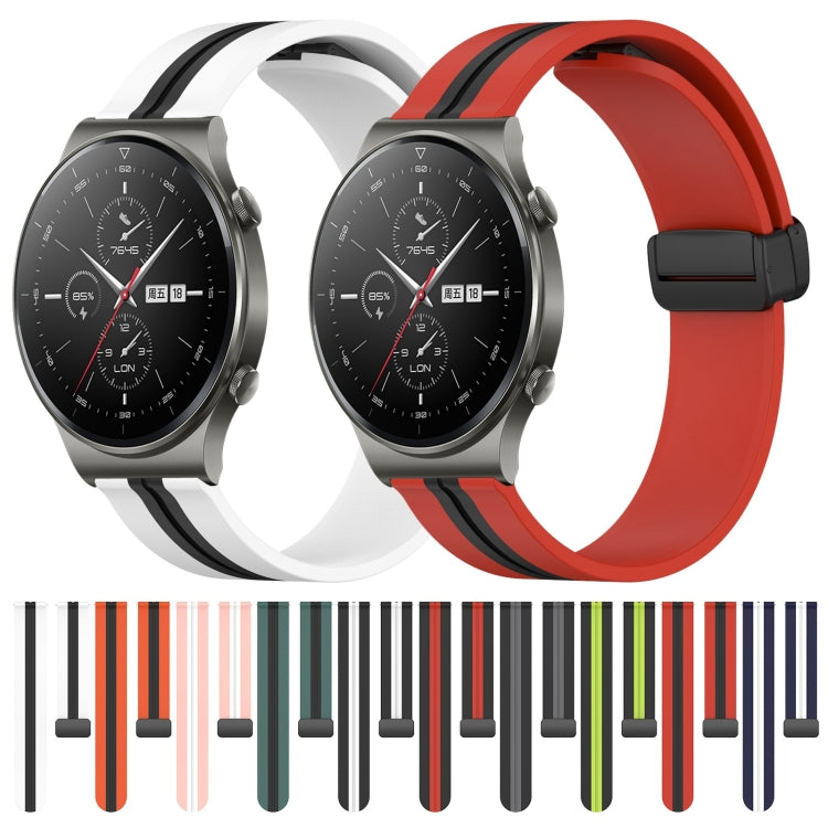 For Huawei GT2 Pro 22mm Folding Magnetic Clasp Silicone Watch Band(Olive Green + Black) by buy2fix