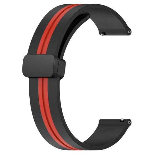 For Samsung Gear S3 Classic 22mm Folding Magnetic Clasp Silicone Watch Band(Black+Red) - Watch Bands by buy2fix | Online Shopping UK | buy2fix