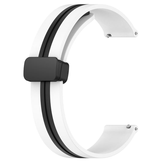For Garmin Forerunner 55 20mm Folding Magnetic Clasp Silicone Watch Band(White+Black) - Watch Bands by buy2fix | Online Shopping UK | buy2fix