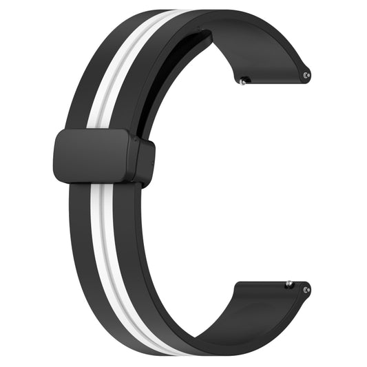 For Amazfit GTS 4 20mm Folding Magnetic Clasp Silicone Watch Band(Black+White) - Watch Bands by buy2fix | Online Shopping UK | buy2fix