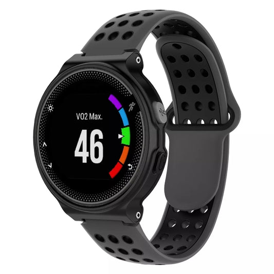 For Garmin Forerunner 230 Two-Color Punched Breathable Silicone Watch Band(Grey+Black) - Watch Bands by buy2fix | Online Shopping UK | buy2fix