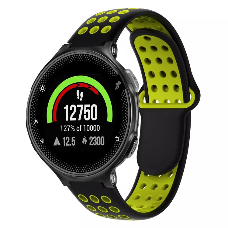 For Garmin Forerunner 235 Two-Color Punched Breathable Silicone Watch Band(Black+Yellow) - Watch Bands by buy2fix | Online Shopping UK | buy2fix