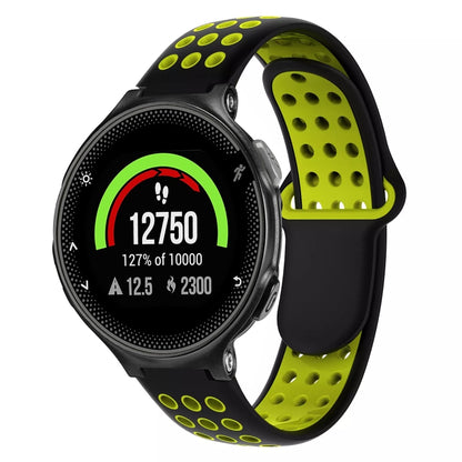 For Garmin Forerunner 235 Two-Color Punched Breathable Silicone Watch Band(Black+Yellow) - Watch Bands by buy2fix | Online Shopping UK | buy2fix