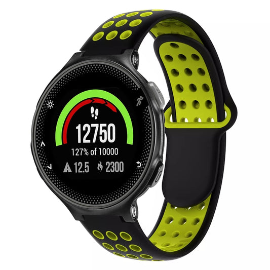 For Garmin Forerunner 235 Two-Color Punched Breathable Silicone Watch Band(Black+Yellow) - Watch Bands by buy2fix | Online Shopping UK | buy2fix