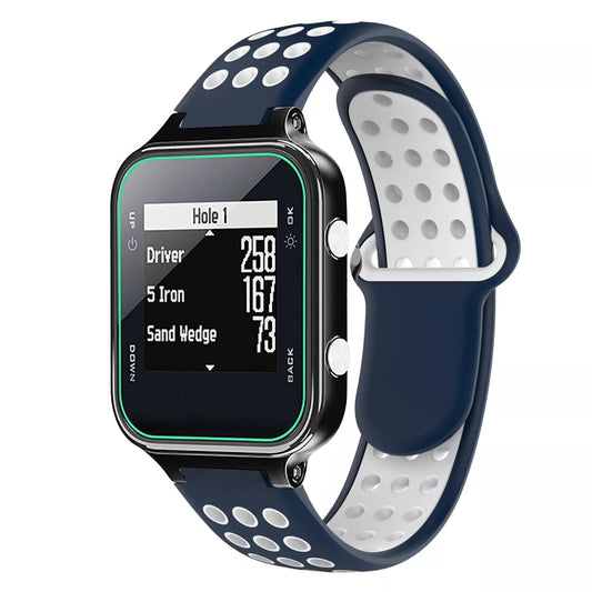For Garmin Approach S20 Two-Color Punched Breathable Silicone Watch Band(Midnight Blue + White) - Watch Bands by buy2fix | Online Shopping UK | buy2fix