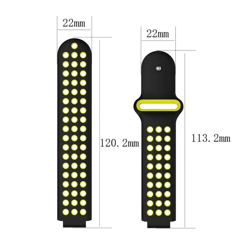 For Garmin Approach S20 Two-Color Punched Breathable Silicone Watch Band(Black+Green) - Watch Bands by buy2fix | Online Shopping UK | buy2fix