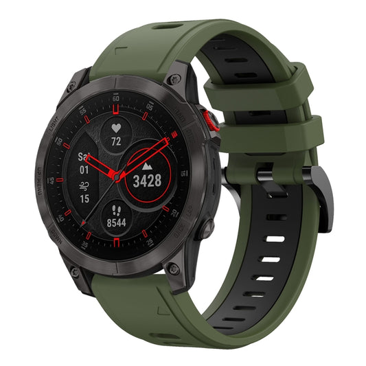 For Garmin EPIX Gen 2 22mm Two-Color Sports Silicone Watch Band(Army Green + Black) - Watch Bands by buy2fix | Online Shopping UK | buy2fix