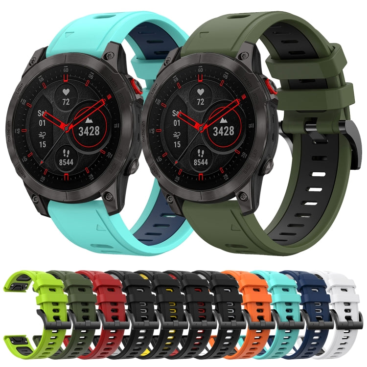 For Garmin EPIX Gen 2 22mm Two-Color Sports Silicone Watch Band(Army Green + Black) - Watch Bands by buy2fix | Online Shopping UK | buy2fix