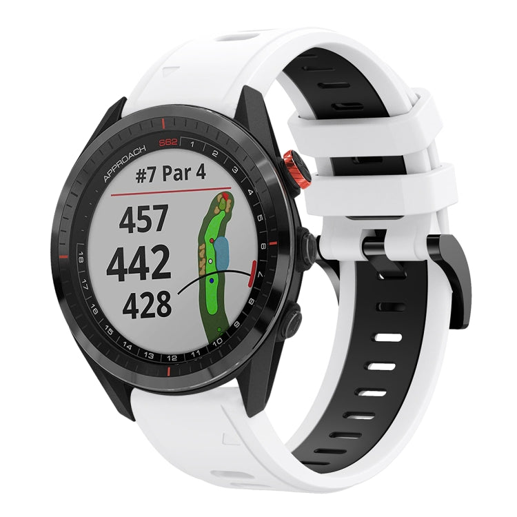 For Garmin Approach S62 22mm Two-Color Sports Silicone Watch Band(White+Black) - Watch Bands by buy2fix | Online Shopping UK | buy2fix