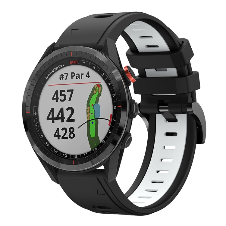 For Garmin Approach S62 22mm Two-Color Sports Silicone Watch Band(Black+White) - Watch Bands by buy2fix | Online Shopping UK | buy2fix