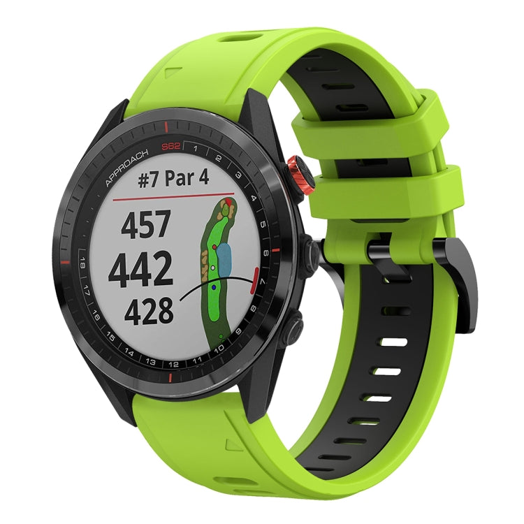 For Garmin Approach S62 22mm Two-Color Sports Silicone Watch Band(Lime Green + Black) by buy2fix