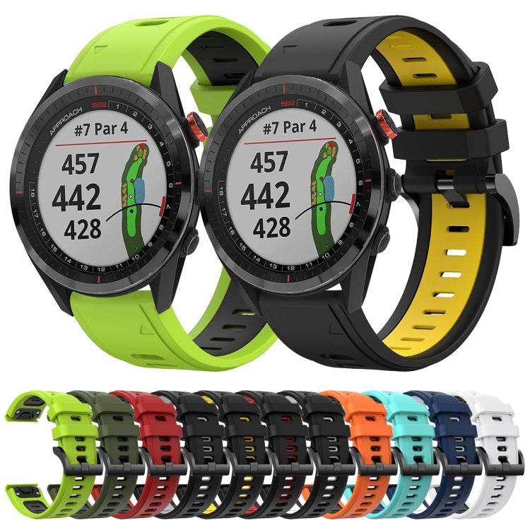 For Garmin Approach S62 22mm Two-Color Sports Silicone Watch Band(Lime Green + Black) by buy2fix