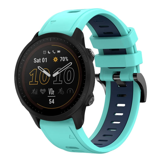 For Garmin Forerunner 955 22mm Two-Color Sports Silicone Watch Band(Mint Green + Blue) - Watch Bands by buy2fix | Online Shopping UK | buy2fix