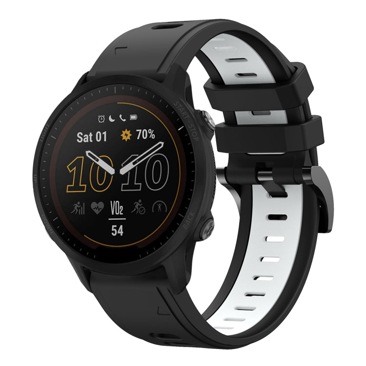 For Garmin Forerunner 955 22mm Two-Color Sports Silicone Watch Band(Black+White) - Watch Bands by buy2fix | Online Shopping UK | buy2fix