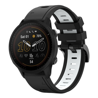For Garmin Forerunner 955 22mm Two-Color Sports Silicone Watch Band(Black+White) - Watch Bands by buy2fix | Online Shopping UK | buy2fix