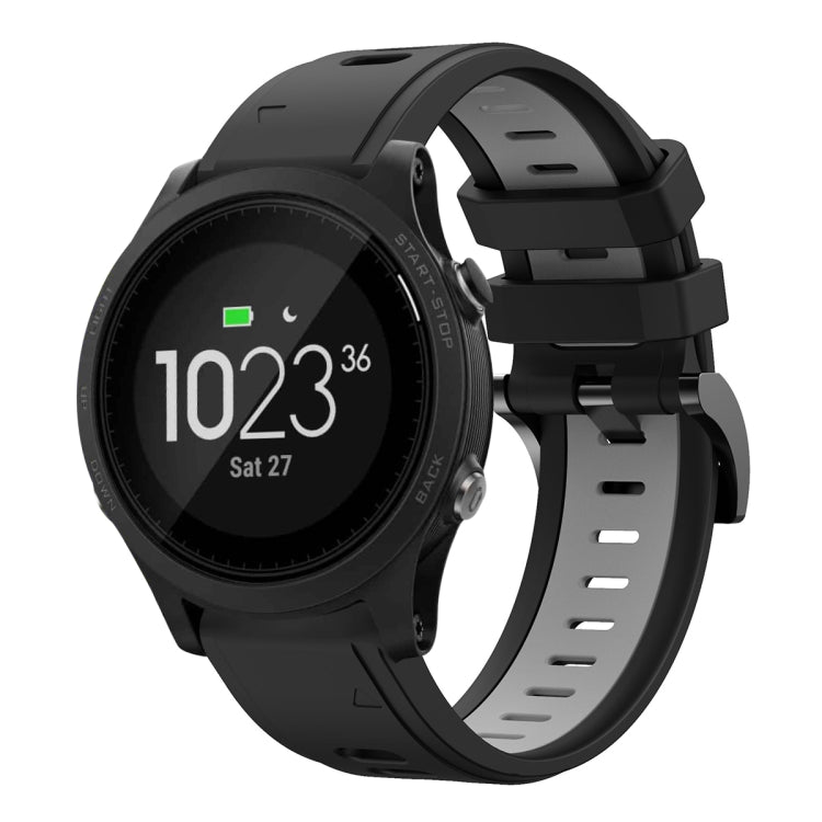 For Garmin Forerunner 935 22mm Two-Color Sports Silicone Watch Band(Black+Grey) - Watch Bands by buy2fix | Online Shopping UK | buy2fix