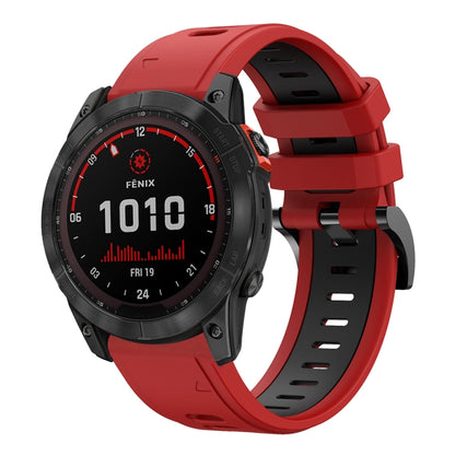 For Garmin Fenix 7X 26mm Two-Color Sports Silicone Watch Band(Red+Black) - Watch Bands by buy2fix | Online Shopping UK | buy2fix