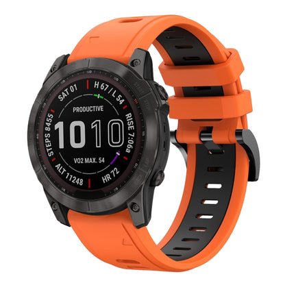 For Garmin Fenix 7X Solar 26mm Two-Color Sports Silicone Watch Band(Orange+Black) by buy2fix